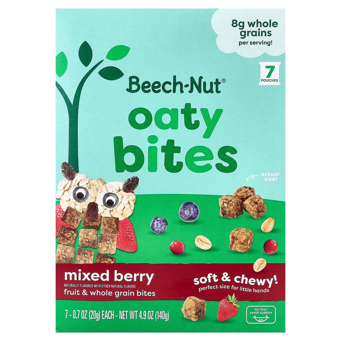 Beech-Nut, Oaty Bites, First Teeth Toddler, Mixed Berry, 7 Pouches, 0.7 oz (20 g) Each