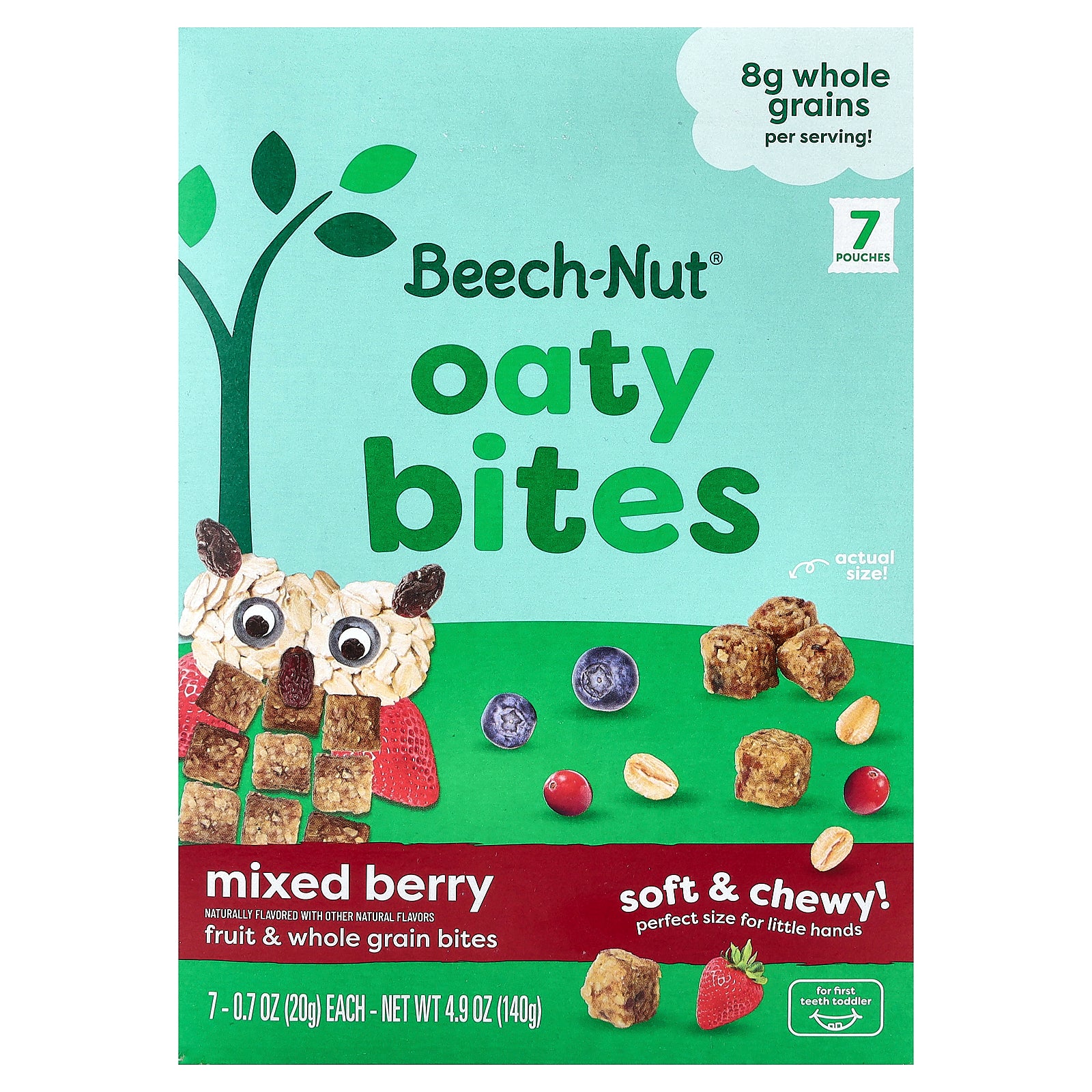Beech-Nut, Oaty Bites, First Teeth Toddler, Mixed Berry, 7 Pouches, 0.7 oz (20 g) Each