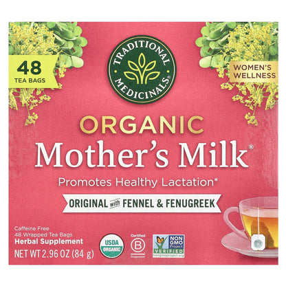 Traditional Medicinals, Organic Mother's Milk®, Original with Fennel & Fenugreek, Caffeine Free, 48 Wrapped Tea Bags, 2.96 oz (84 g)