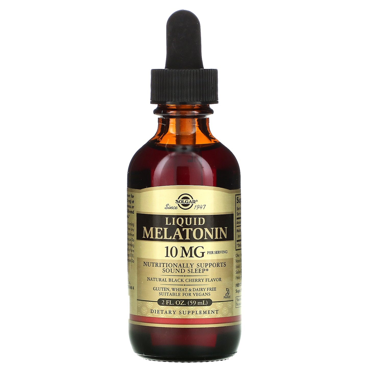 Solgar, Liquid Melatonin, Natural Black Cherry, 10 mg, 2 fl oz (59 ml)