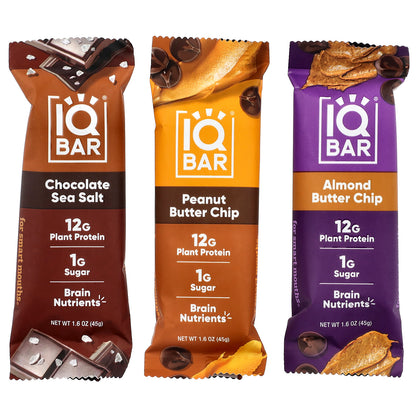 IQBAR, Plant Protein Bars, Chocolate Lovers Variety, 12 Bars, 1.6 oz (45 g) Each