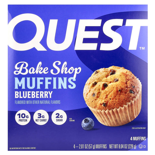 Quest Nutrition, Bake Shop Muffins, Blueberry, 4 Pack, 2.01 oz (57 g) Each