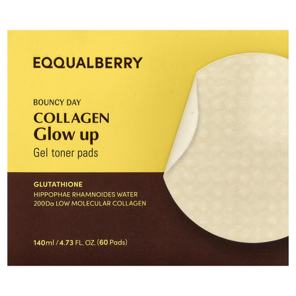 EQQUALBERRY, Bouncy Day, Collagen Glow Up, Gel Toner Pads, 60 Pads