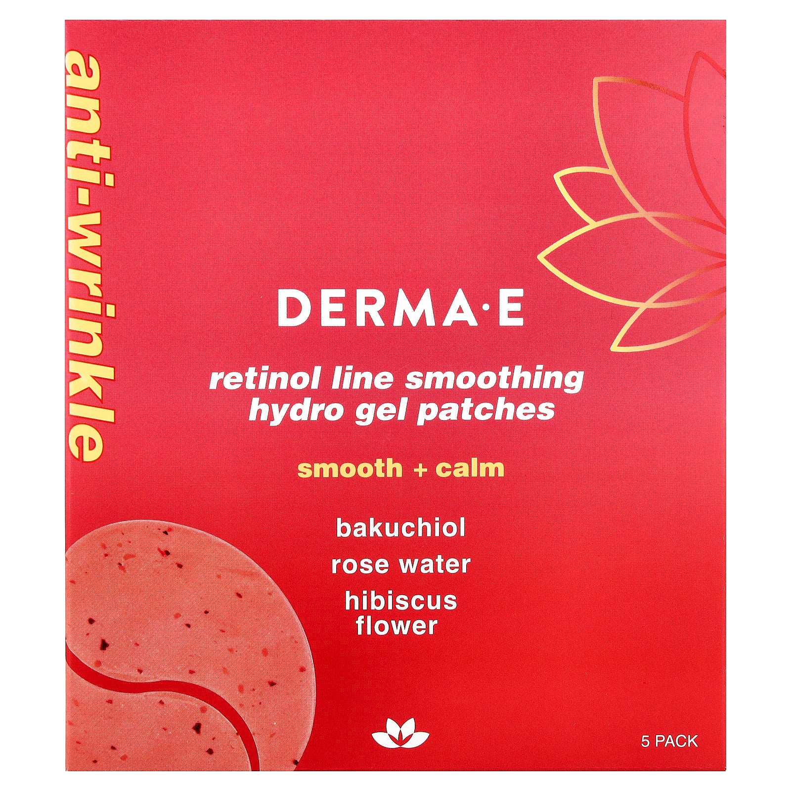 DERMA E, Retinol Line Smoothing Hydro Gel Patches, For All Skin Types, 5 Pack