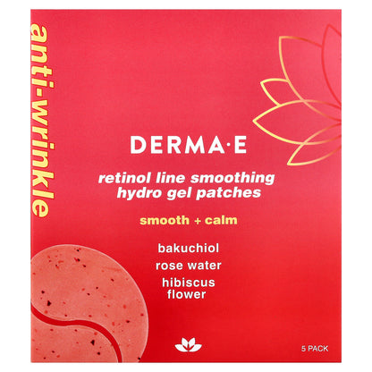 DERMA E, Retinol Line Smoothing Hydro Gel Patches, For All Skin Types, 5 Pack
