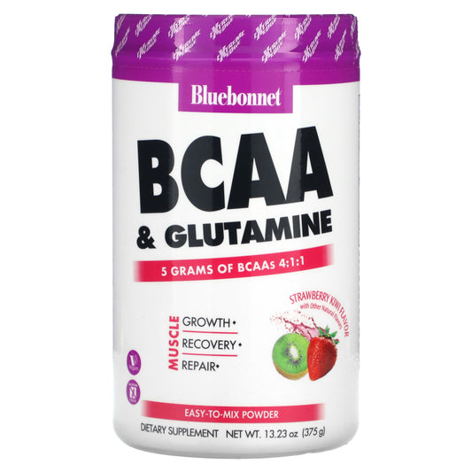 Bluebonnet Nutrition, BCAA & Glutamine, Strawberry Kiwi, 13.23 oz (375 g)