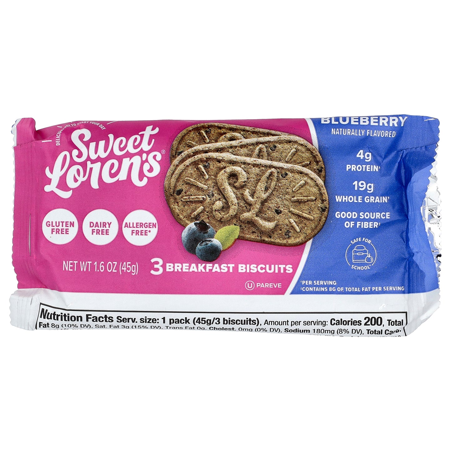 Sweet Loren's, Breakfast Biscuits, Blueberry, 5 Packs, 1.6 oz (45 g) Each