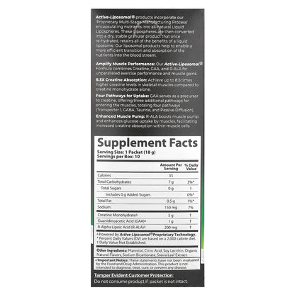 Aurora Nutrascience, Active-Liposomal® Creatine Plus GAA & R-ALA, 10 Packets 0.63 oz (18 g) Each