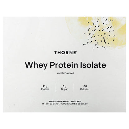 Thorne, Whey Protein Isolate, Vanilla, 14 Packets, 0.98 oz (27.9 g) Each