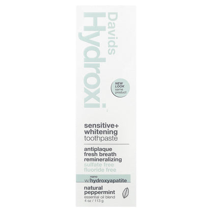 Davids, Hydroxi™, Sensitive + Whitening Toothpaste, Natural Peppermint , 4 oz (113 g)