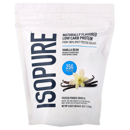 Isopure, Low Carb Protein Powder Drink Mix, Vanilla Bean, 1 lb (454 g)
