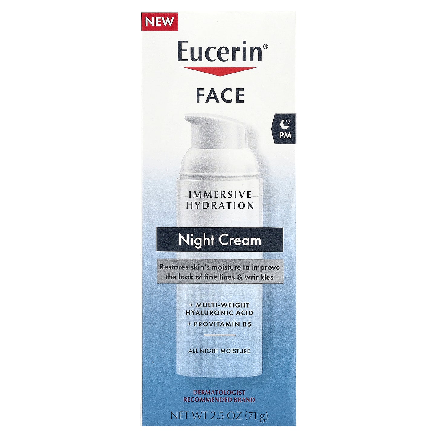 Eucerin, Face, Immersive Hydration Night Cream, Fragrance Free, 2.5 oz (71 g)