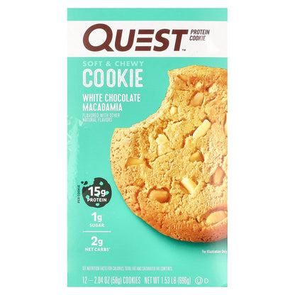 Quest Nutrition, Protein Cookie, White Chocolate Macadamia, 12 Cookies, 2.04 oz (58 g) Each