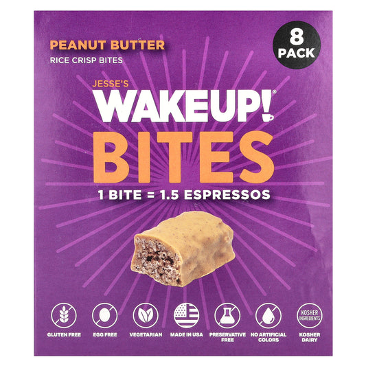 Jesse's WAKEUP!, Rice Crisp Bites, Peanut Butter , 8 Pack, 0.53 oz (15 g) Each