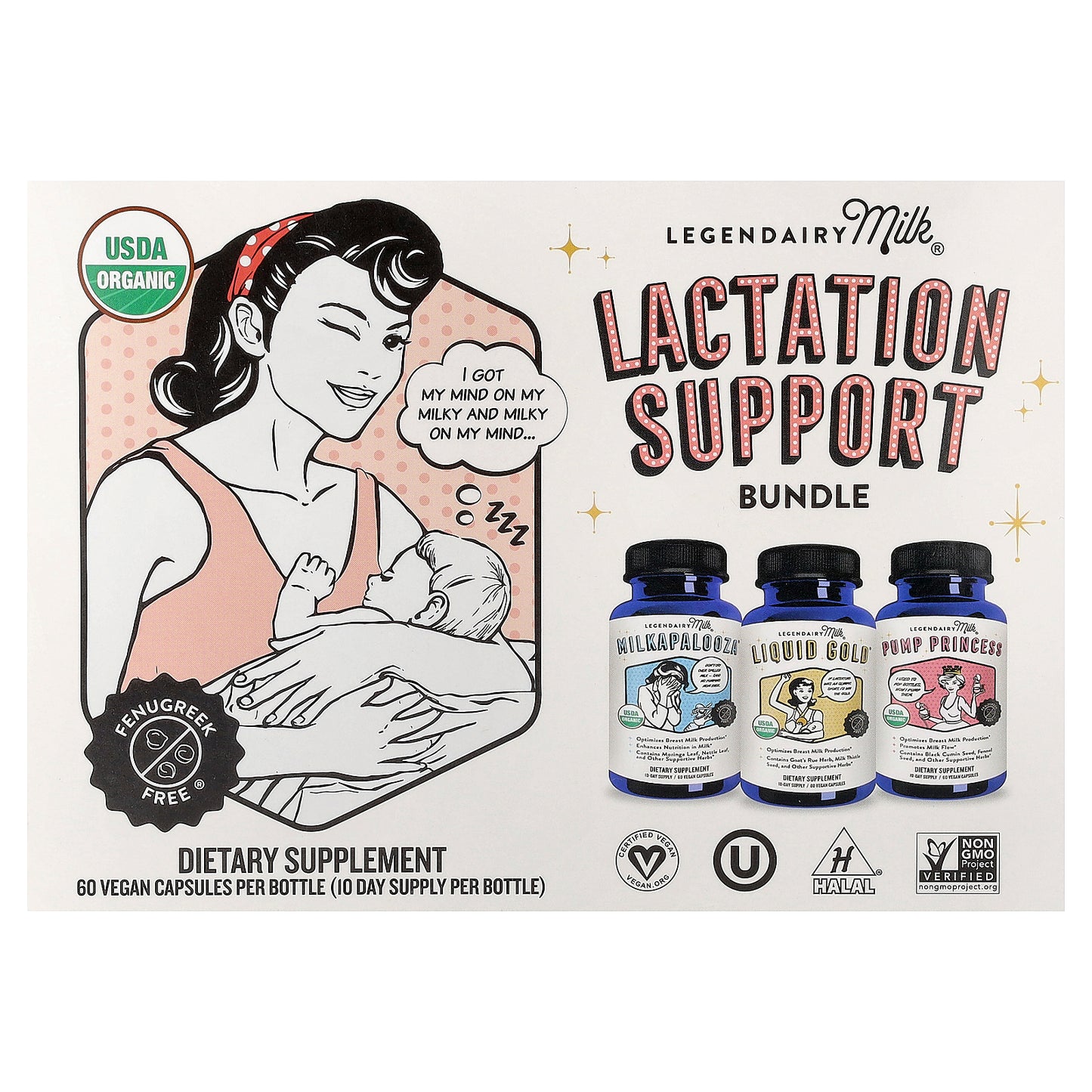 Legendairy Milk, Lactation Support Bundle, 3 Bottles, 60 Vegan Capsules Each