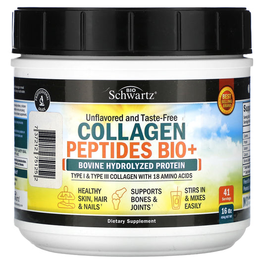 BioSchwartz, Collagen Peptides Bio+, Unflavored, 16 oz (454 g)