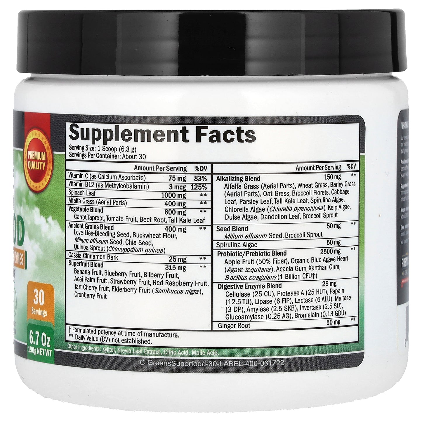 BioSchwartz, Greens Superfood, 6.7 oz (190 g)