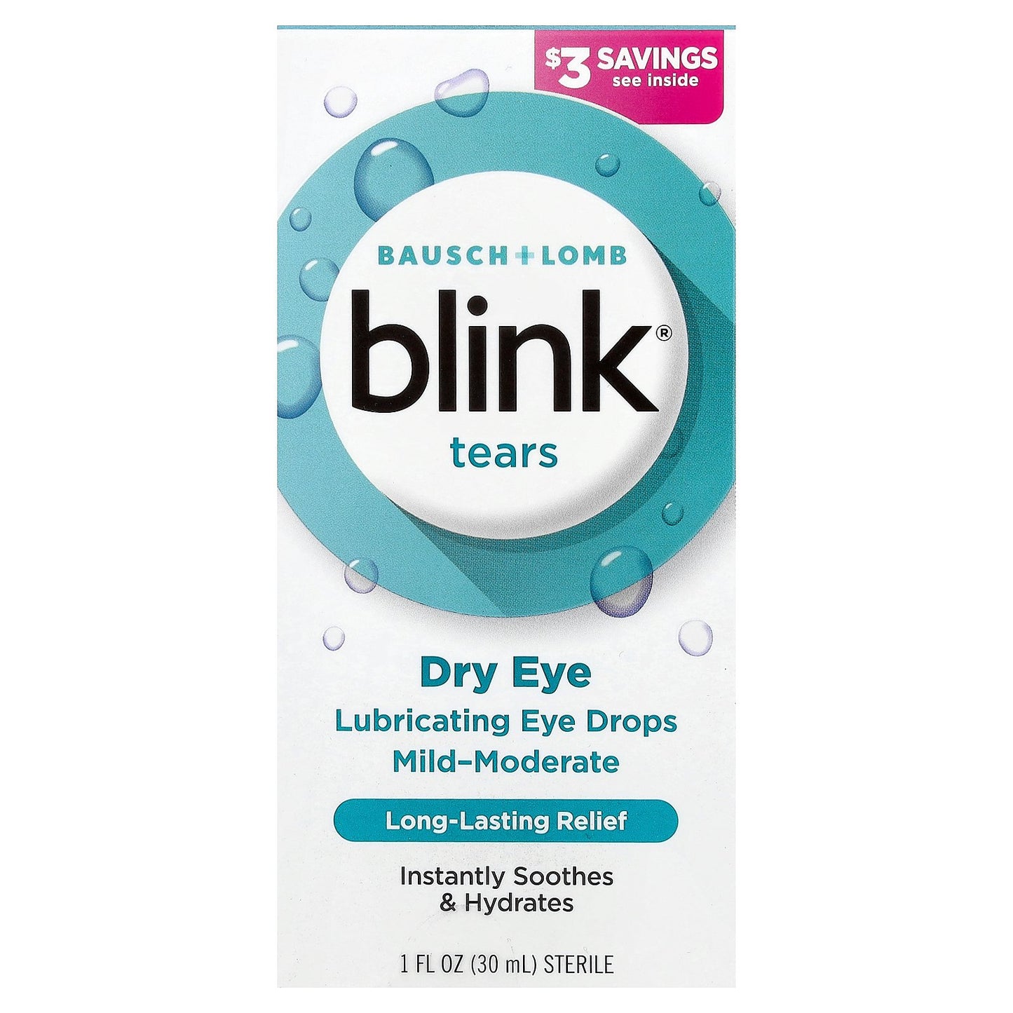 Baush+Lomb Blink, Tears, Dry Eye, Lubricating Eye Drops, 1 fl oz (30 ml)