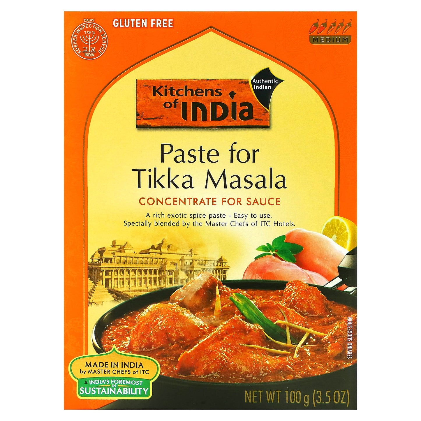 Kitchens of India, Paste For Tikka Masala, Concentrate For Sauce, Medium, 3.5 oz (100 g)