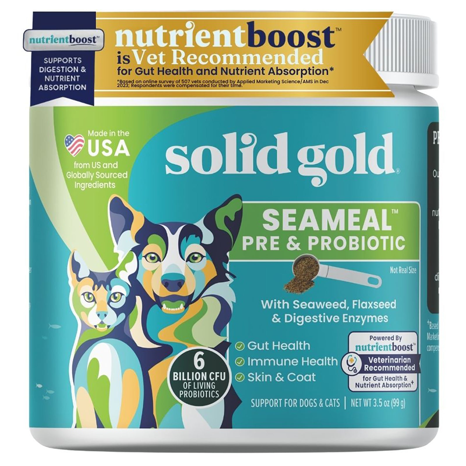 Solid Gold, SeaMeal™ Pre & Probiotic, For Dogs & Cats, 3.5 oz (99 g)