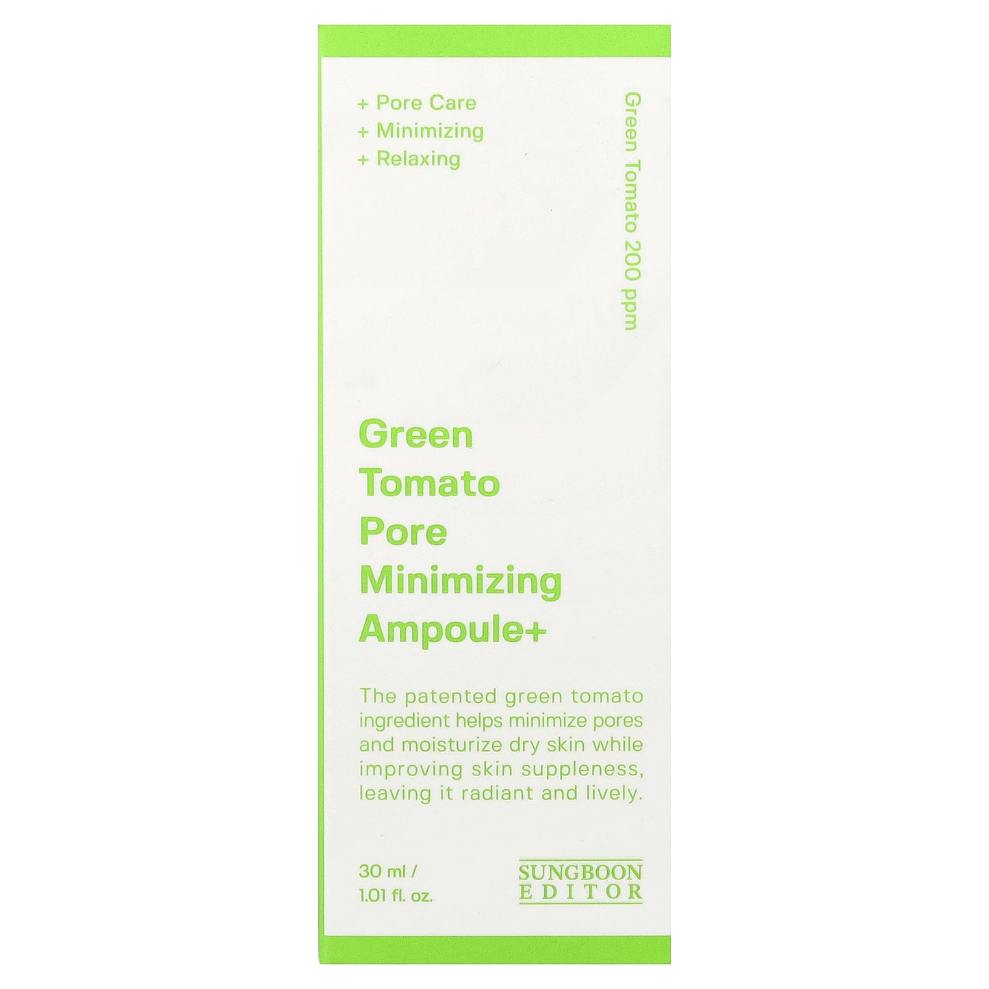 Sungboon Editor, Green Tomato Pore Minimizing Ampoule+, 1.01 fl oz (30 ml)