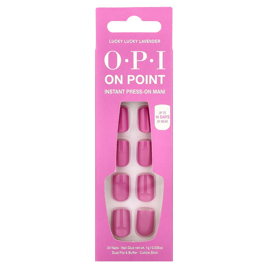 OPI, On Point, Instant Press-On Mani, Short Length, Lucky Lucky Lavender, 27 Piece Kit
