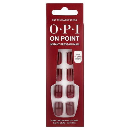 OPI, On Point, Instant Press-On Mani, Short Length, Got The Blues For Red, 27 Piece Kit