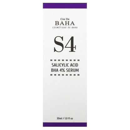 Cos De BAHA, S4, Salicylic Acid BHA 4% Serum, 1 fl oz (30 ml)