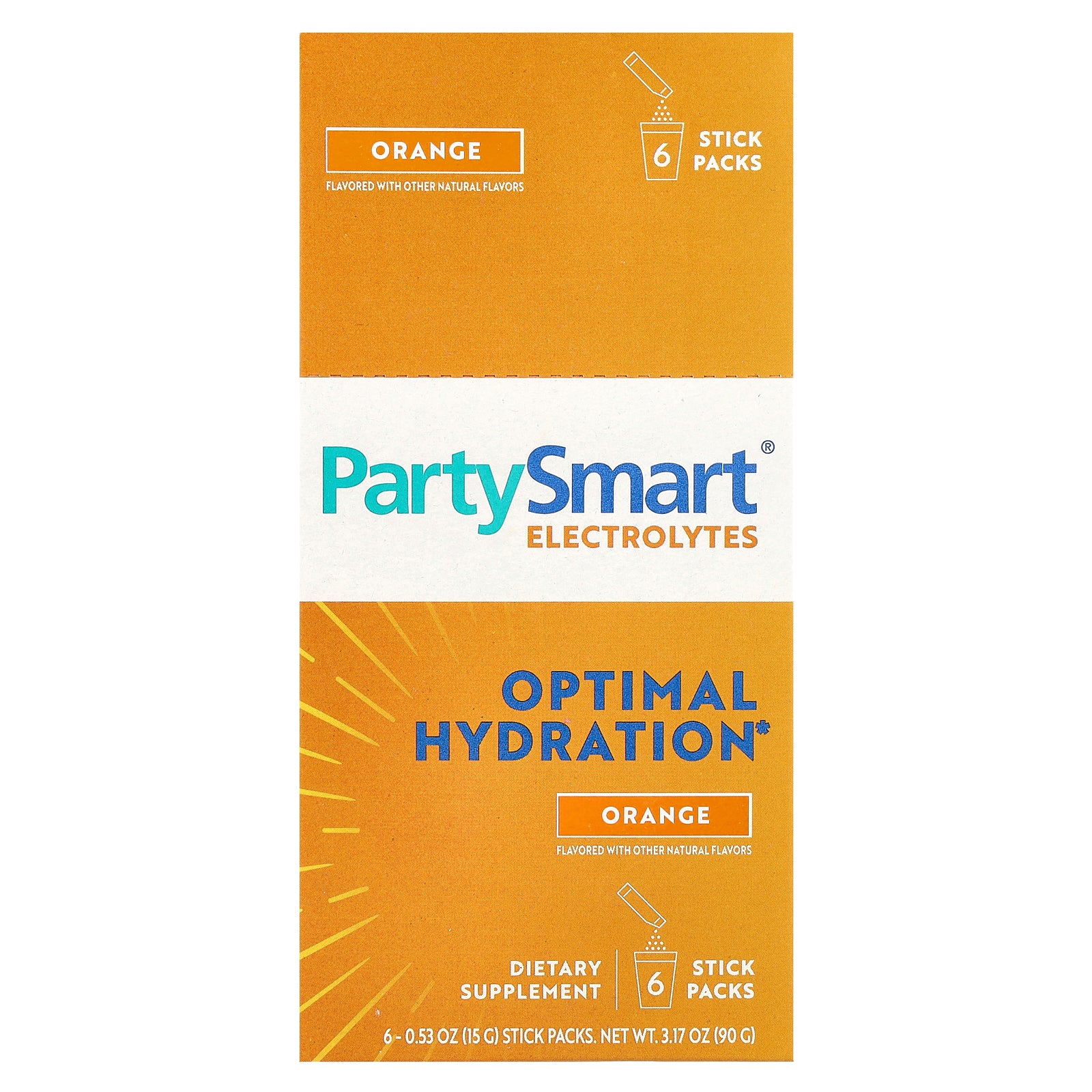 Himalaya, PartySmart® Electrolytes, Orange, 6 Stick Packs, 0.53 oz (15 g) Each