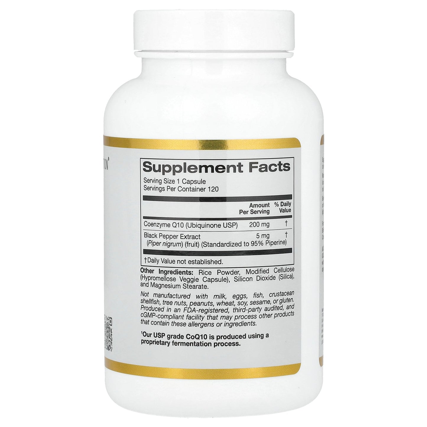 California Gold Nutrition, CoQ10 with Bioperine® and Black Pepper Extract, Enhanced Biovailability, 200 mg, 120 Veggie Capsules