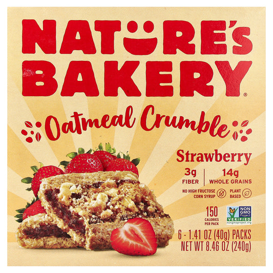 Nature's Bakery, Oatmeal Crumble, Strawberry, 6 Packs, 1.41 oz (40 g) Each