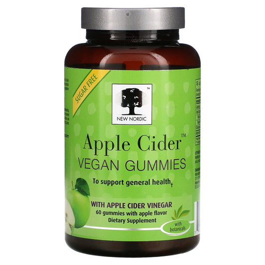 New Nordic, Apple Cider Vegan Gummies, Apple, 60 Gummies