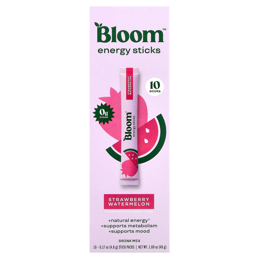 Bloom, Energy Sticks, Strawberry Watermelon, 10 Stick Packs, 0.17 oz (4.8 g) Each