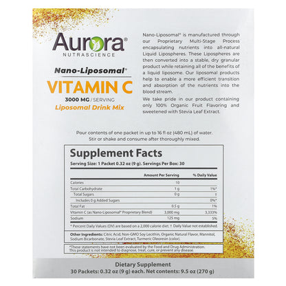 Aurora Nutrascience, Nano-Liposomal® Vitamin C, 30 Packets, 0.32 oz (9 g) Each