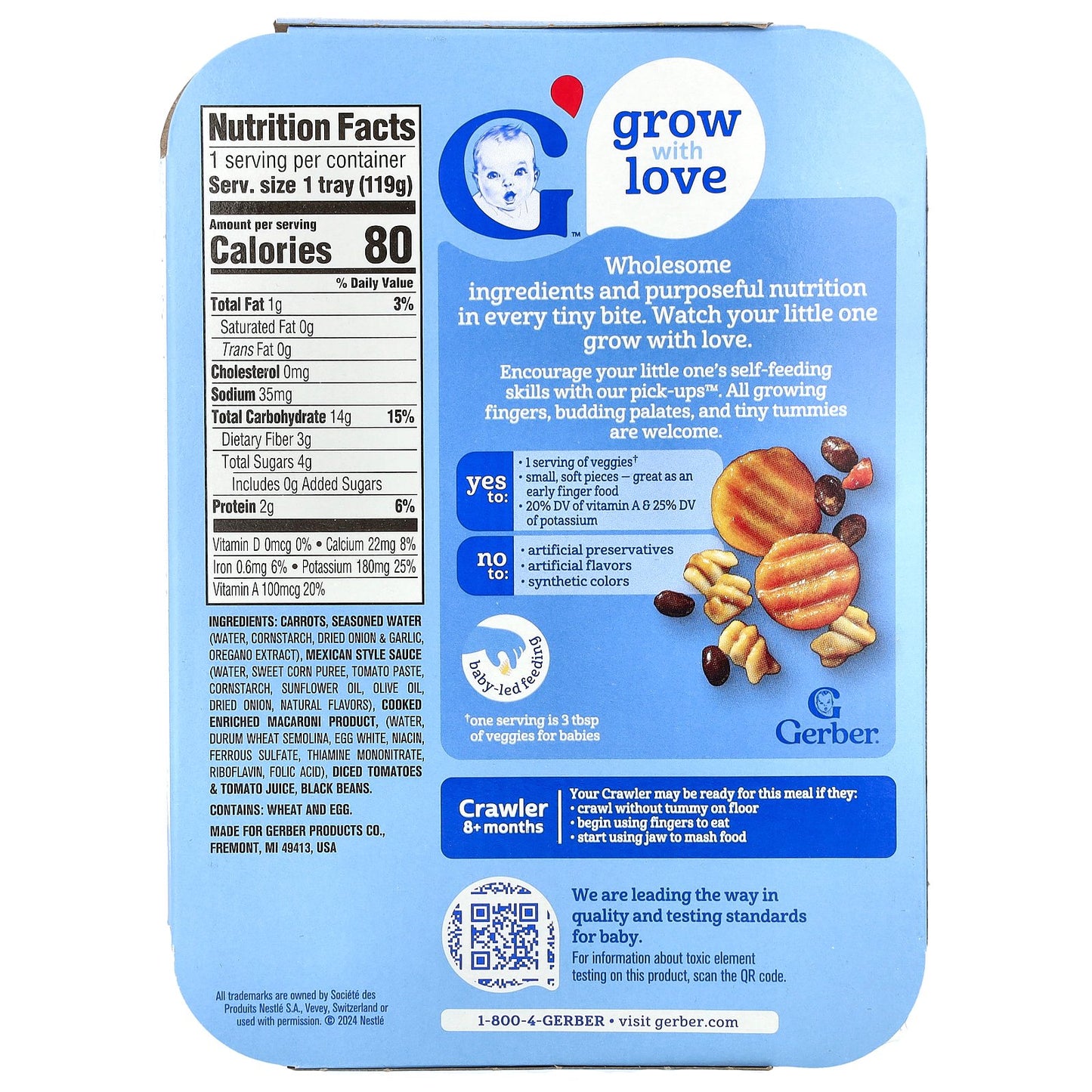 Gerber, Pick-Ups™, Mild Mexican-Style Pasta With Black Beans & Seasoned Carrots, 8+ Months, 5.8 oz (164 g)