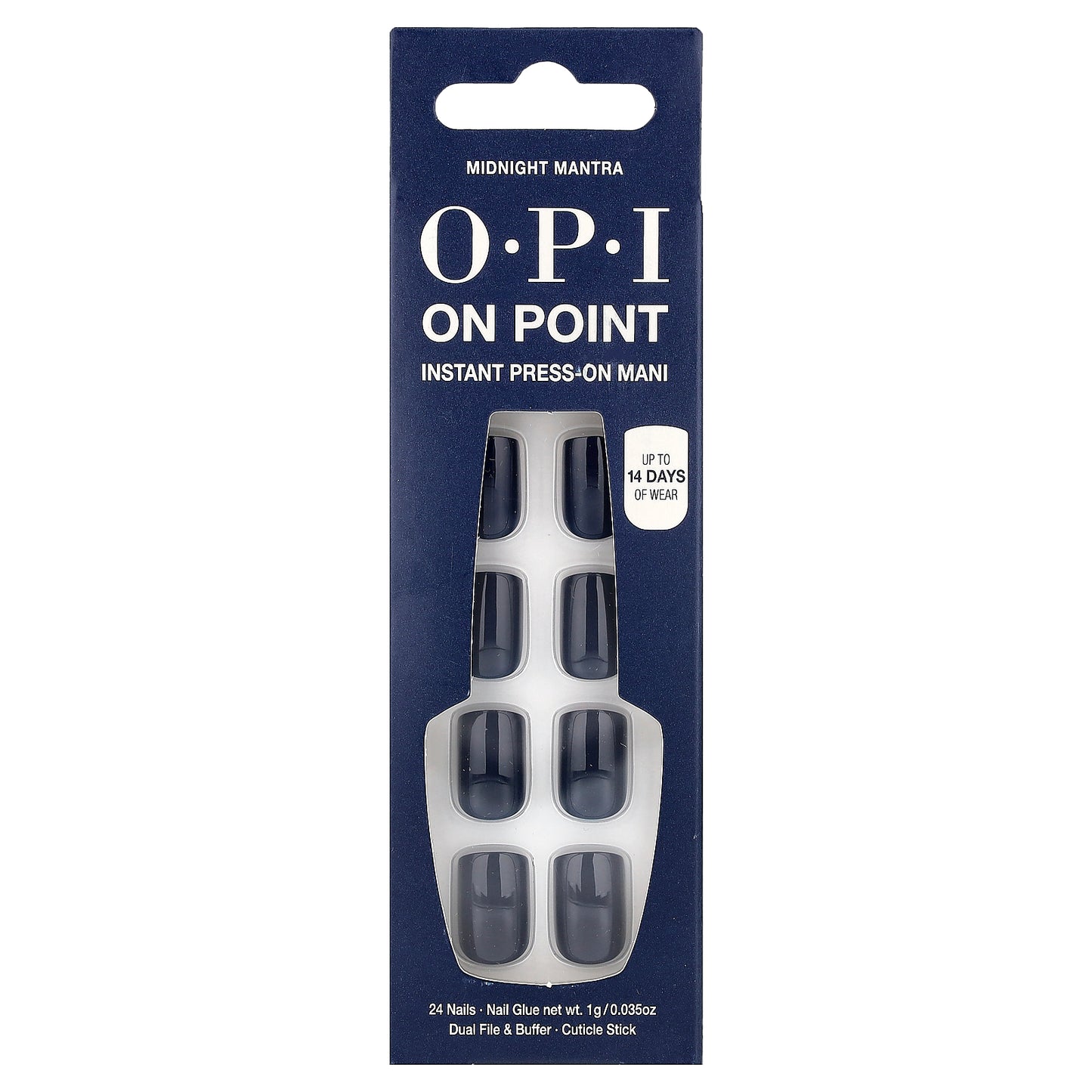OPI, On Point, Instant Press-On Mani, Short Length, Midnight Mantra, 27 Piece Kit