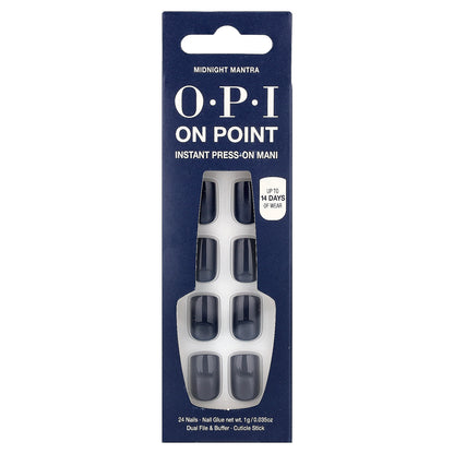 OPI, On Point, Instant Press-On Mani, Short Length, Midnight Mantra, 27 Piece Kit