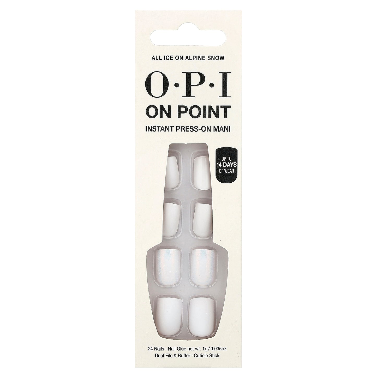 OPI, On Point, Instant Press-On Mani, Short Length, All Ice on Alpine Snow, 27 Piece Kit