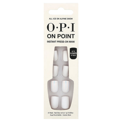 OPI, On Point, Instant Press-On Mani, Short Length, All Ice on Alpine Snow, 27 Piece Kit