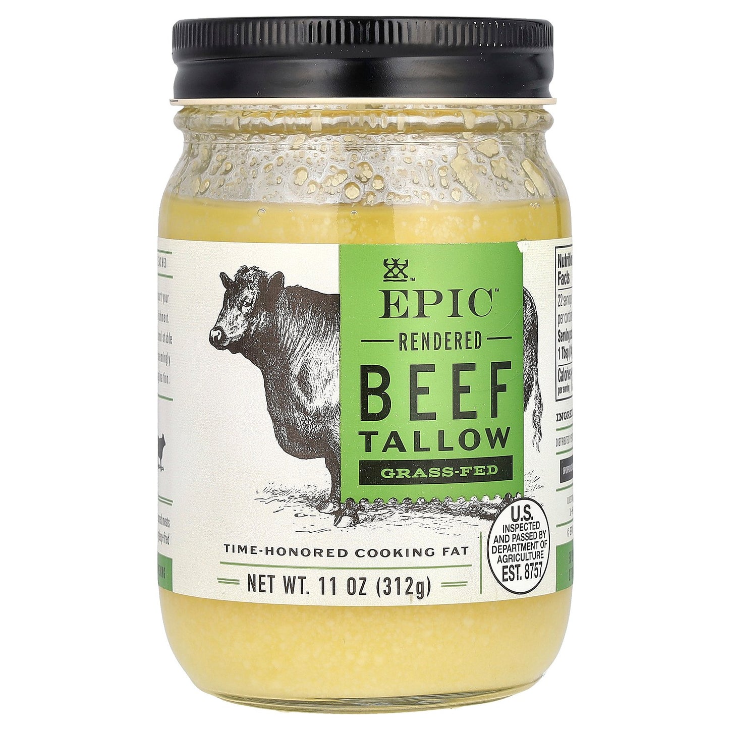 Epic Bar, Rendered Grass Fed Beef Tallow, 11 oz (312 g)