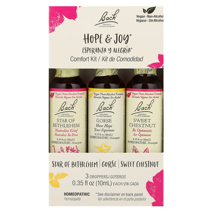 Bach, Original Flower Remedies, Comfort Kit, Hope & Joy , 3 Droppers, 0.35 fl oz (10 ml) Each
