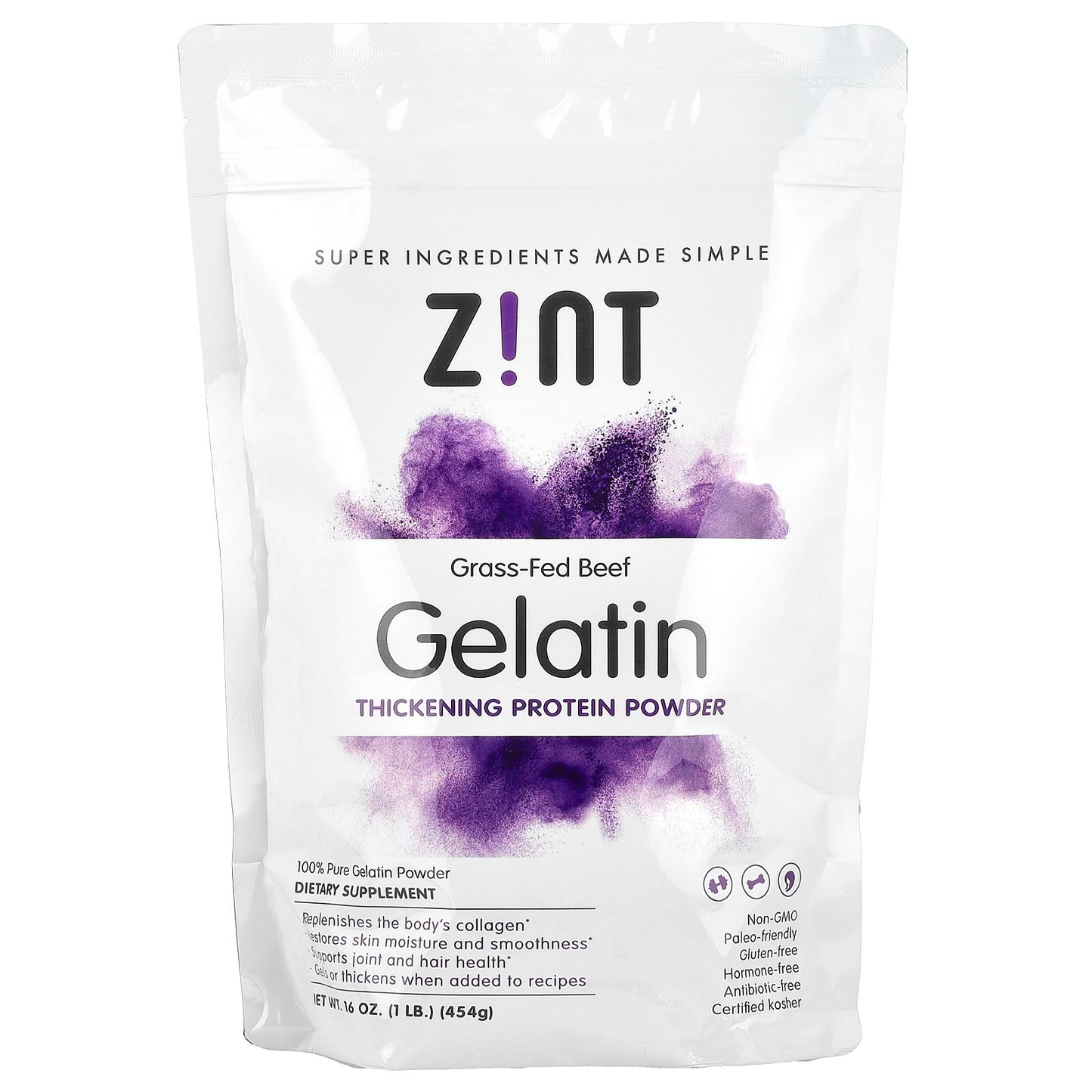 Zint, Gelatin Thickening Protein Powder, Grass-Fed Beef, 16 oz (454 g)