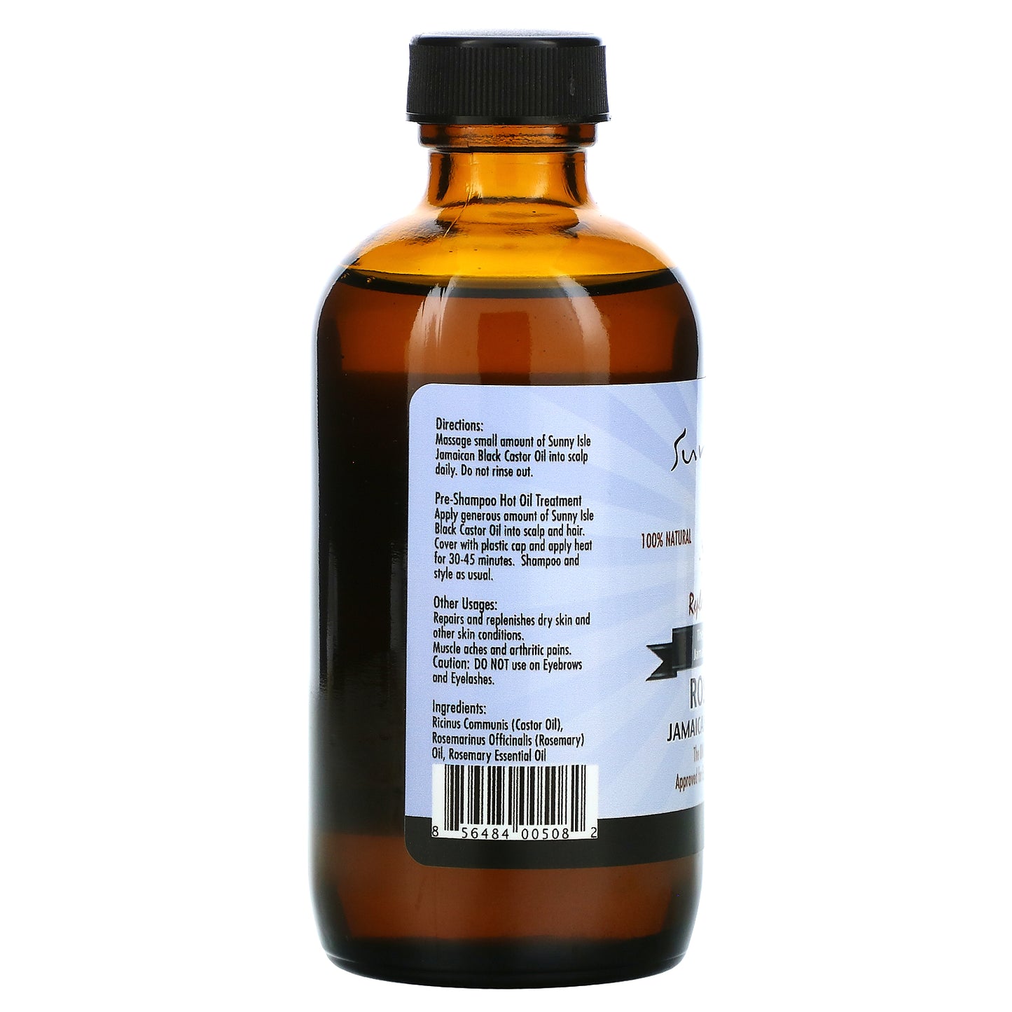 Sunny Isle, 100% Natural Jamaican Black Castor Oil, Rosemary, 4 fl oz