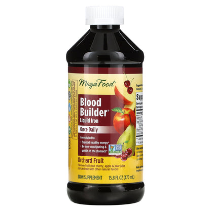 MegaFood, Blood Builder Liquid Iron, Once Daily, Orchard Fruit, 15.8 fl oz (470 ml)