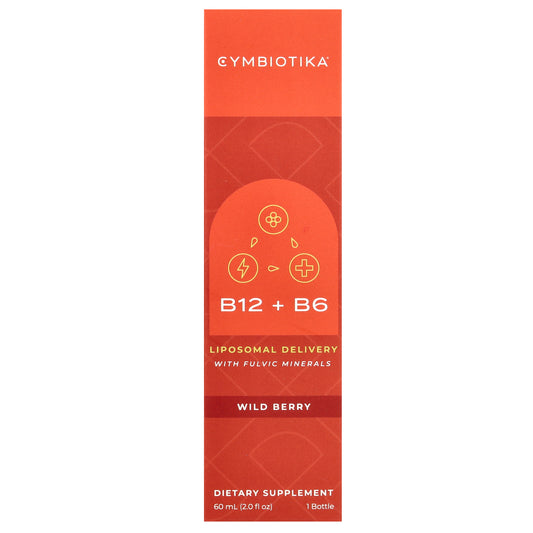 Cymbiotika, B12 + B6, Liposomal Deliver with Fulvic Minerals, Wild Berry , 2 fl oz (60 ml)