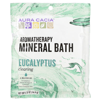 Aura Cacia, Aromatherapy Mineral Bath, Clearing Eucalyptus, 2.5 oz (70.9 g)