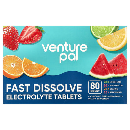 Venture Pal, Fast Dissolve Electrolyte Tablets, Variety Pack, 4 Tubes, 20 Tablets Each