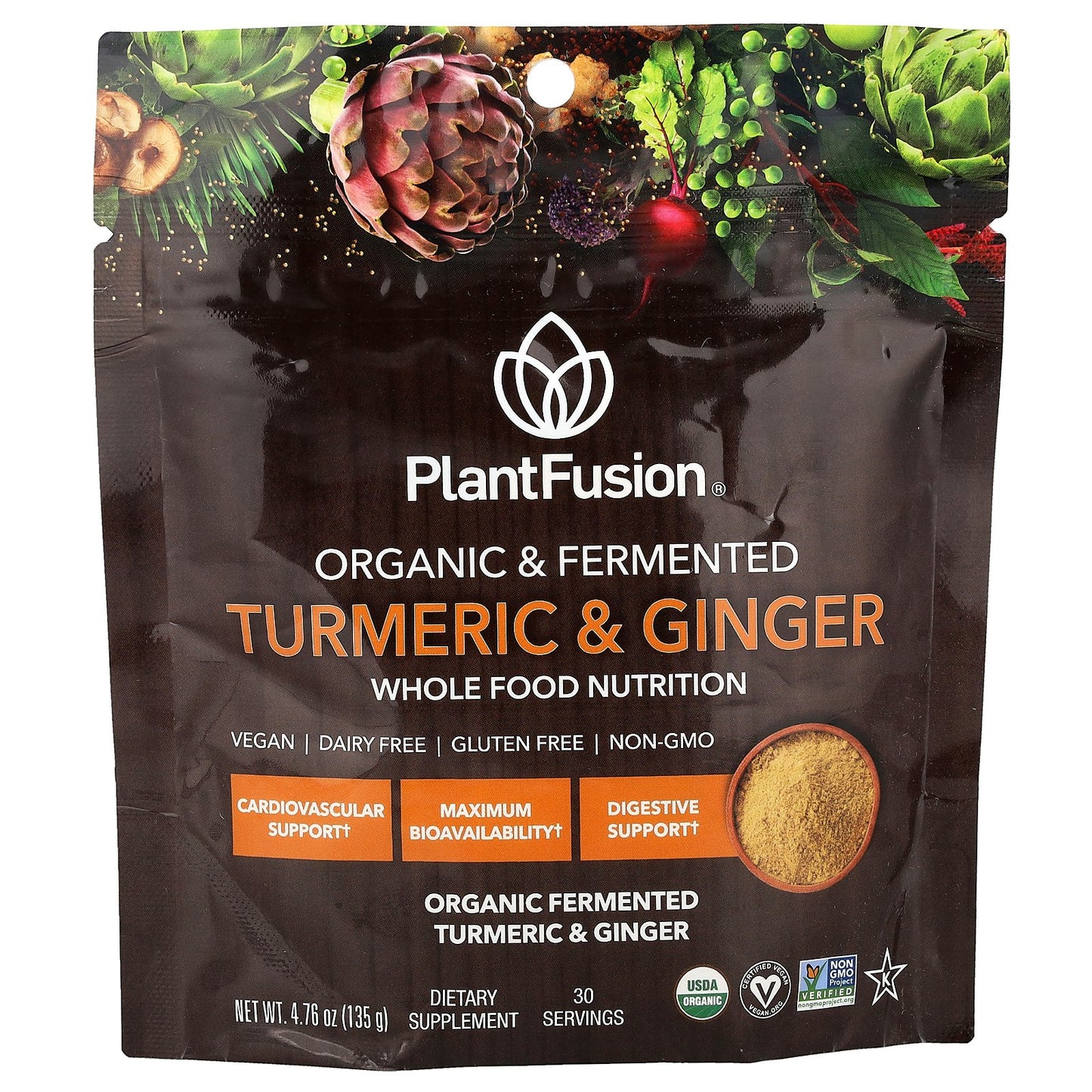 PlantFusion, Organic & Fermented Turmeric & Ginger, 4.76 oz (135 g)