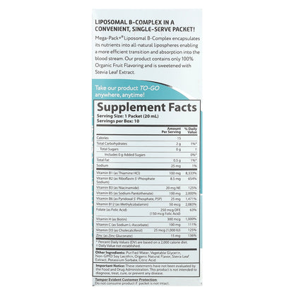 Aurora Nutrascience, Liposomal B-Complex, 10 Packets, 0.68 fl oz (20 ml) Each