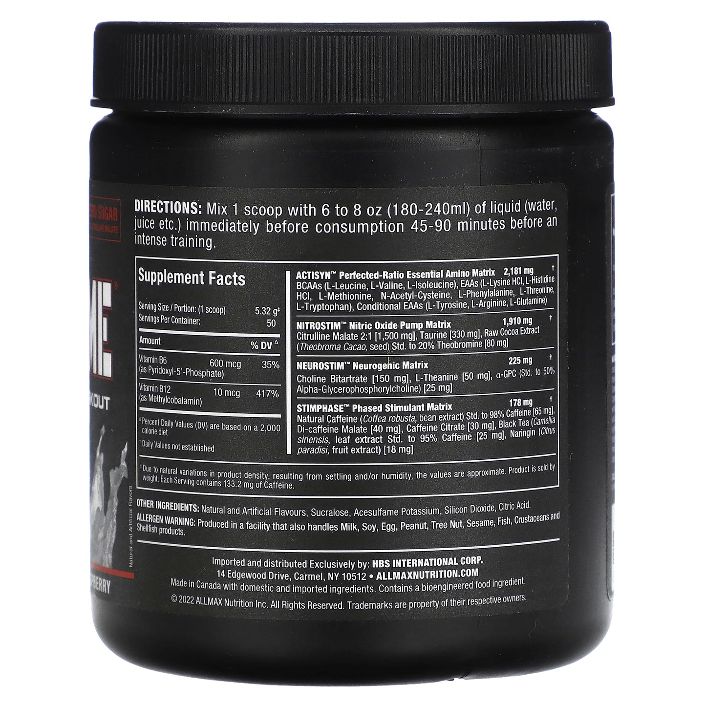 ALLMAX, MusclePrime®, Advanced Grade Pre-Workout, White Raspberry, 9.4 oz (266 g)